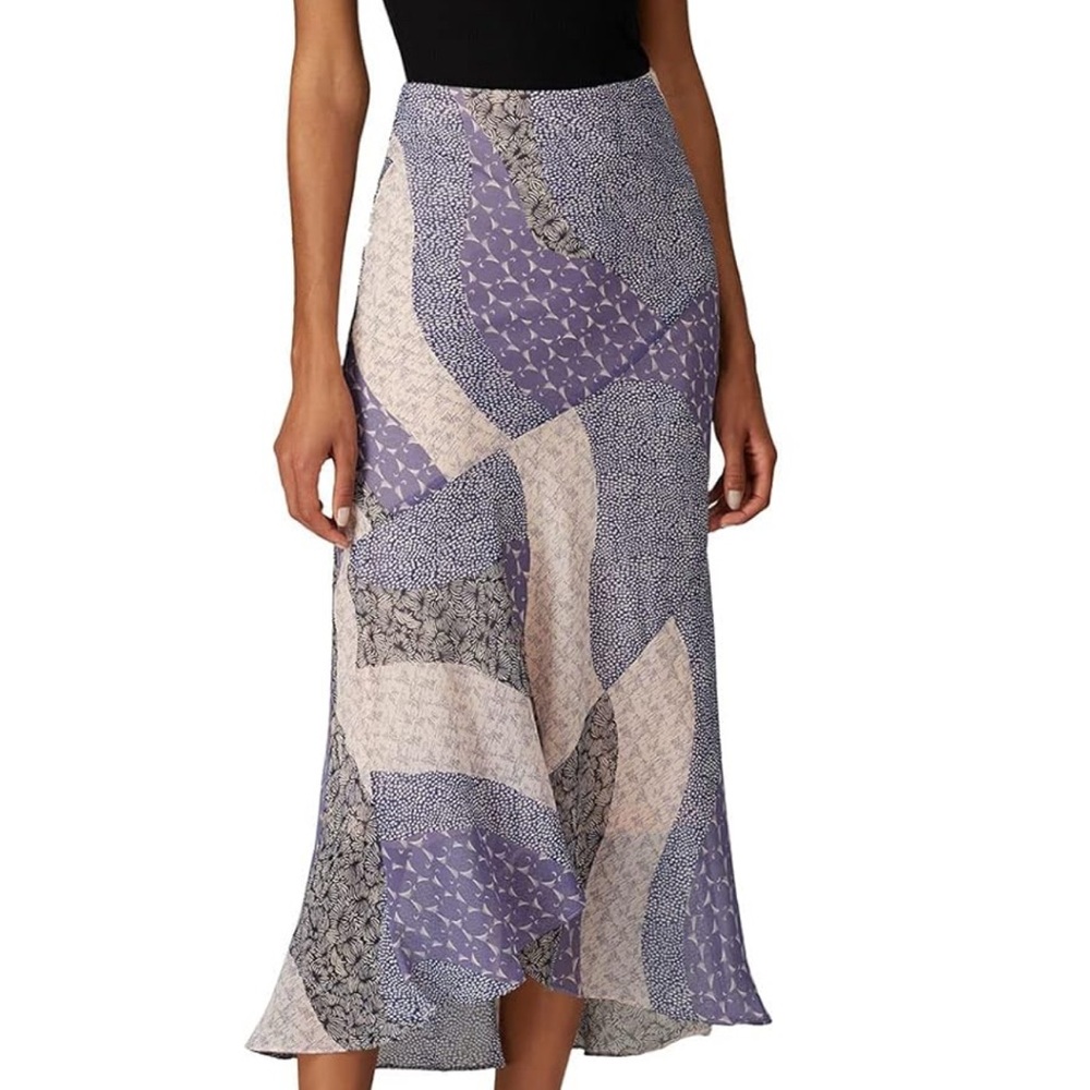 BB Dakota Patchwork A-Line Skirt in Purple and Cream